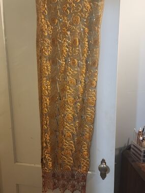 Yellow Floral Handmade Silk Scarf